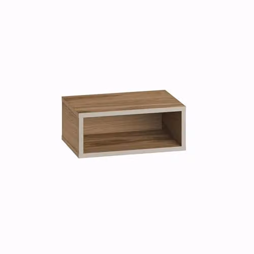 Decortie Brik Modern Floating LED Bedside Table in Brown Oak and Sandstone, W: 45 cm, H: 30 cm, D: 18 cm – 3