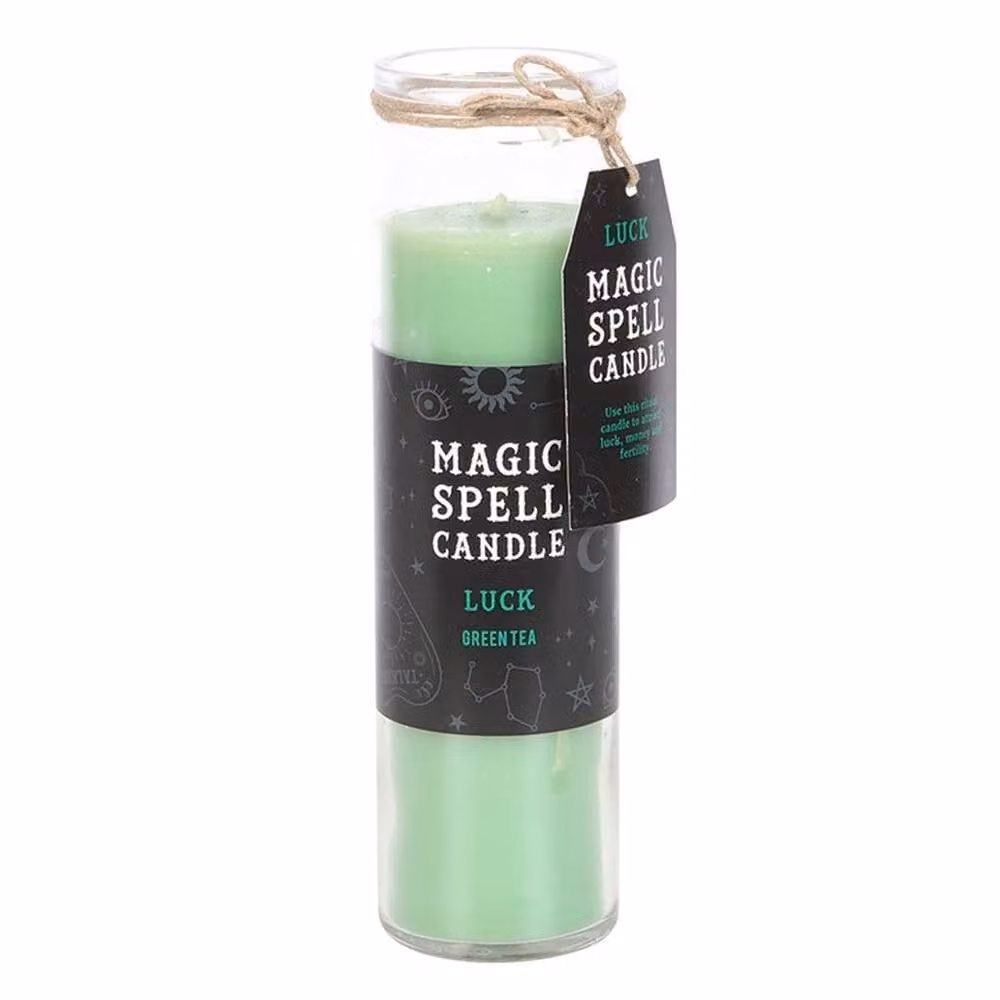 Uniqueful Luck Green Tea Magic Spell Tube Pillar Candle, Green, 1 Pack – 3