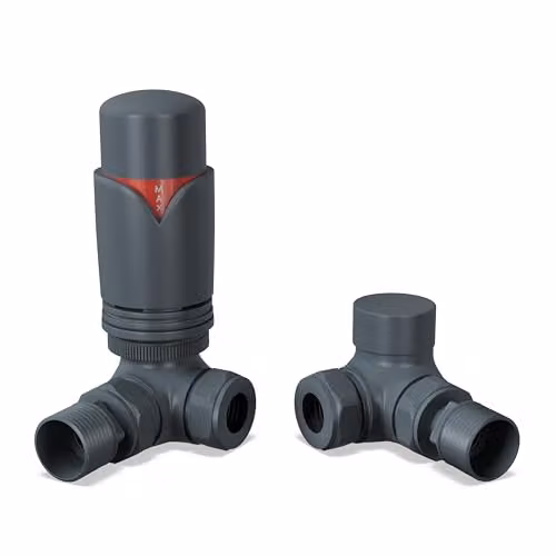 UK Radiators Anthracite Thermostatic Radiator Valve and Lockshield Valve Set – 2