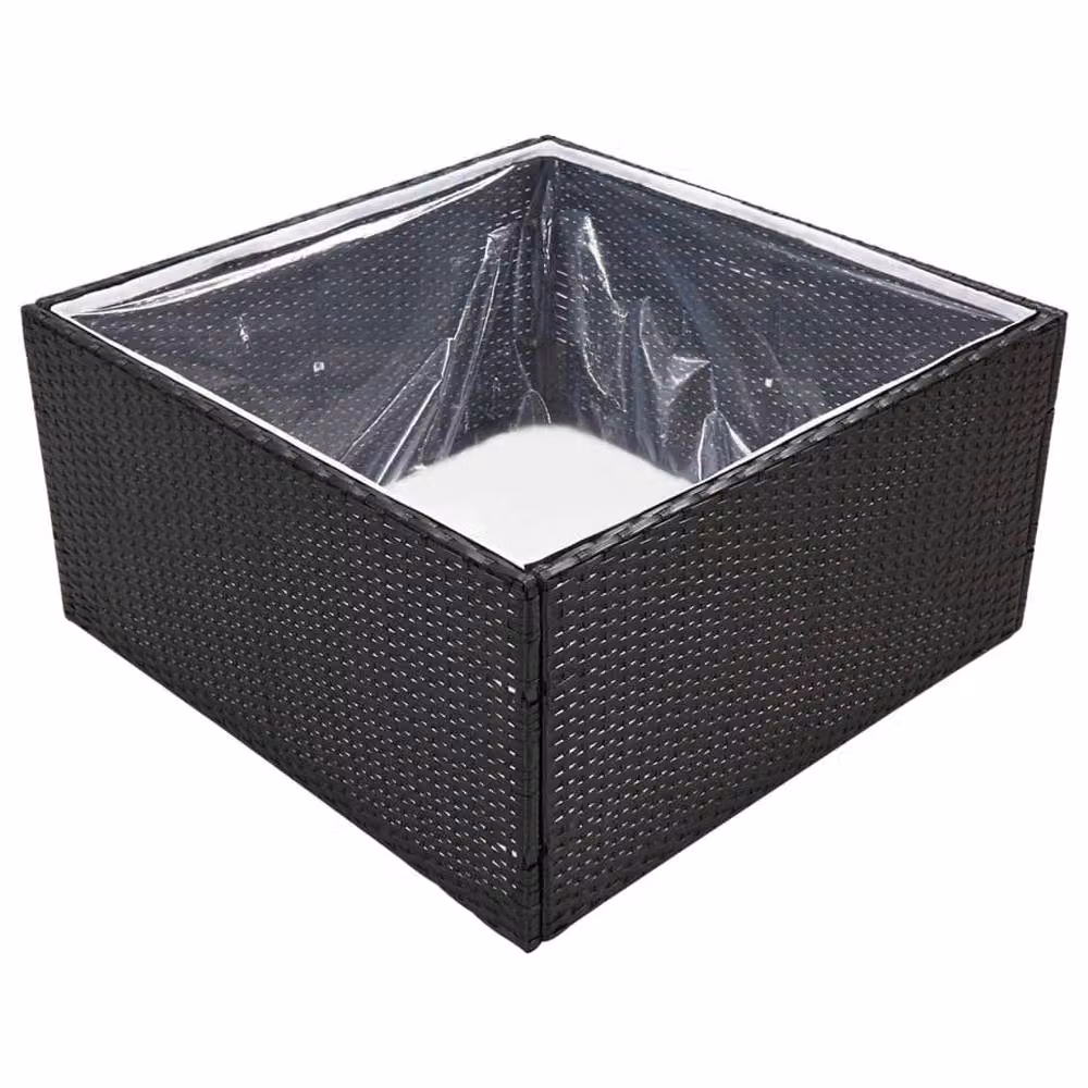 Berkfield Home Black Poly Rattan Garden Planter Tub W/D/H: 80 x 80 x 40 cm – 3