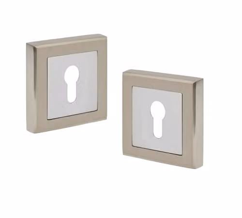 Golden Grace Dual Satin Nickel and Polished Chrome Zinc Escutcheon Keyhole Cover in Silver