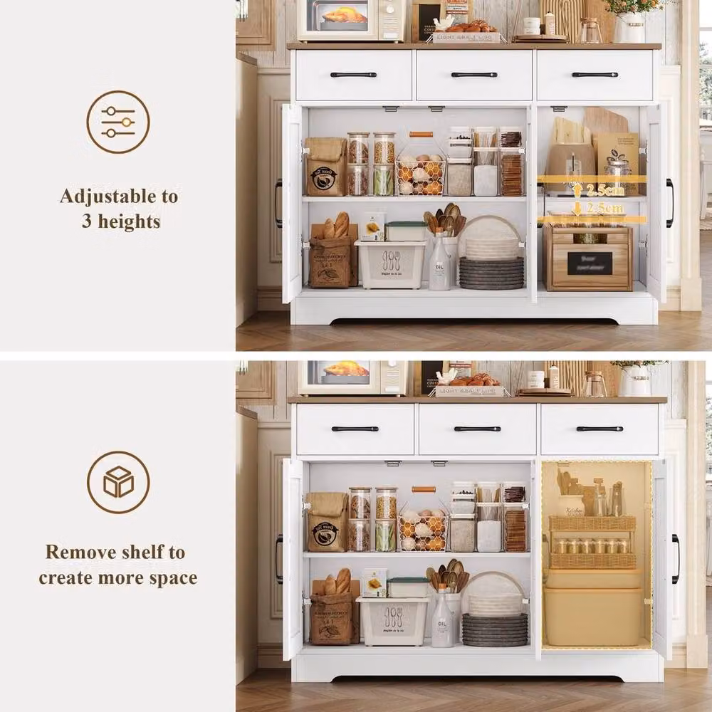 PAWNORA Kitchen Cabinet with 3 Drawers and 3 Doors in White and Brown – 2