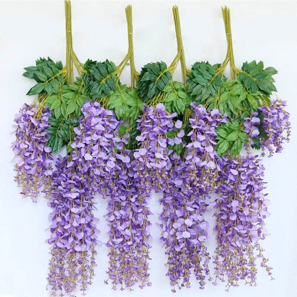 NESTLUNE 12-Piece Artificial Silk Wisteria and Ivy Flower Garland in Purple, Length: 100 cm, Width: 15 cm – 3