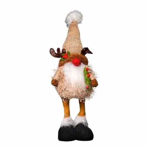 Samuel Alexander Brown Reindeer Gonk Christmas Decoration with Warm White LEDs, Height: 46 cm – 1