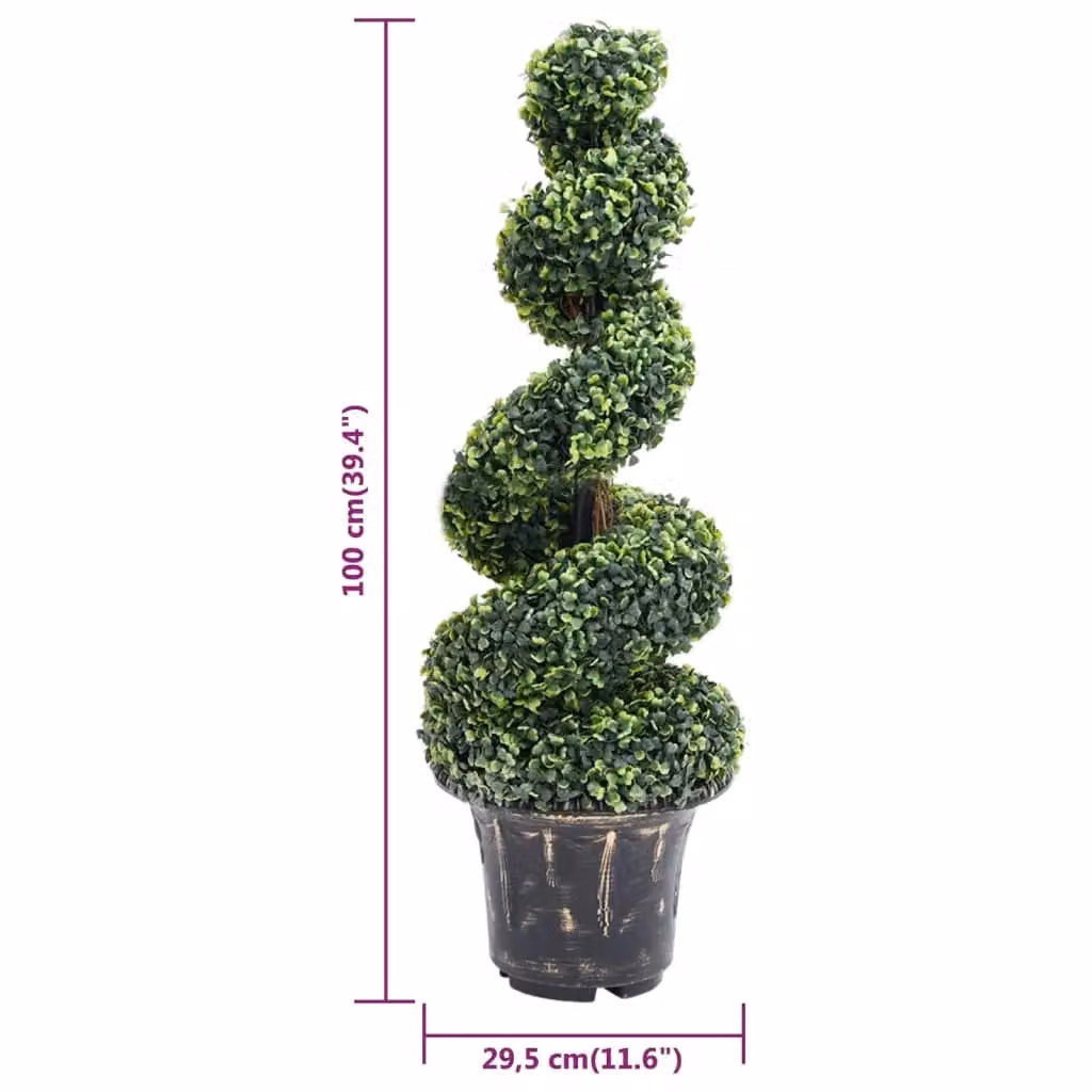 Berkfield Home Artificial Green Boxwood Spiral Plant in Pot, Height: 100 cm – 5