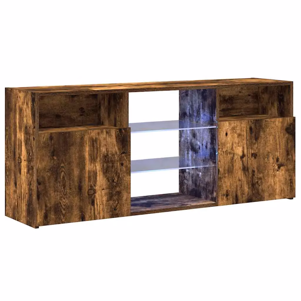 Berkfield Home Modern TV Cabinet with Integrated LED Lights in Smoked Oak Brown, W/D/H: 120 x 30 x 50 cm – 3