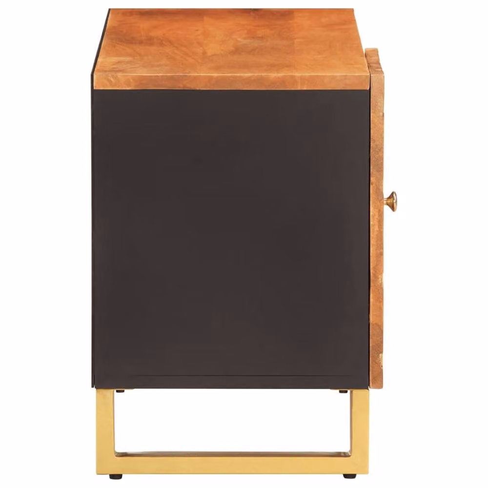 Berkfield Home Mango Wood TV Cabinet in Brown and Black, W: 80 cm, D: 31.5 cm, H: 46 cm – 4