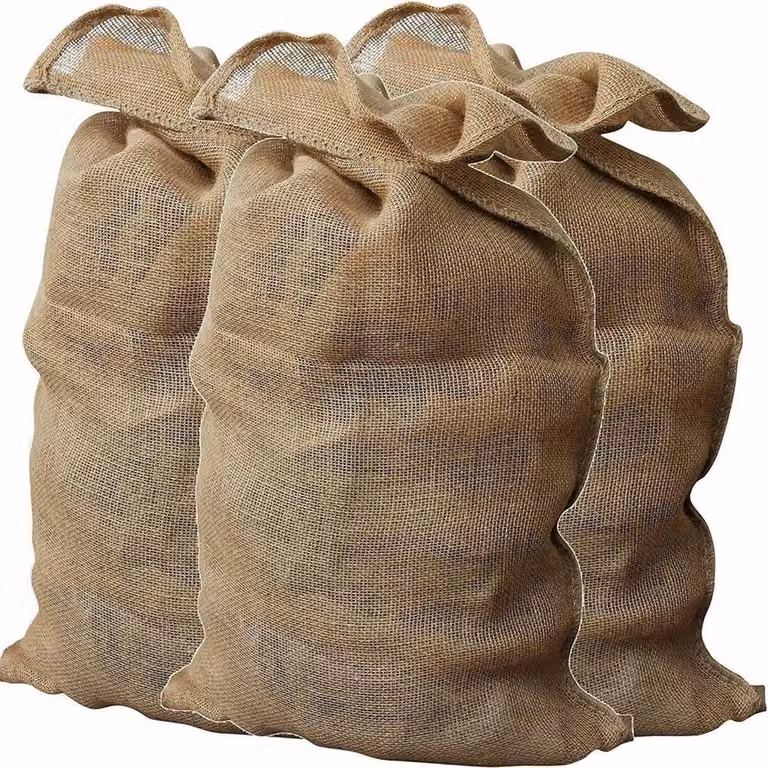 SPETLEK 4 Large Brown Hessian Jute Sacks for Potato Storage, W/H: 50 x 80 cm