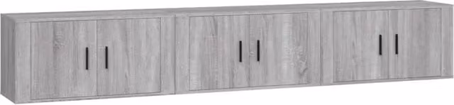 Berkfield Home 3-Piece Wall-Mounted TV Cabinet Set in Grey, W: 80 cm, D: 34.5 cm, H: 40 cm