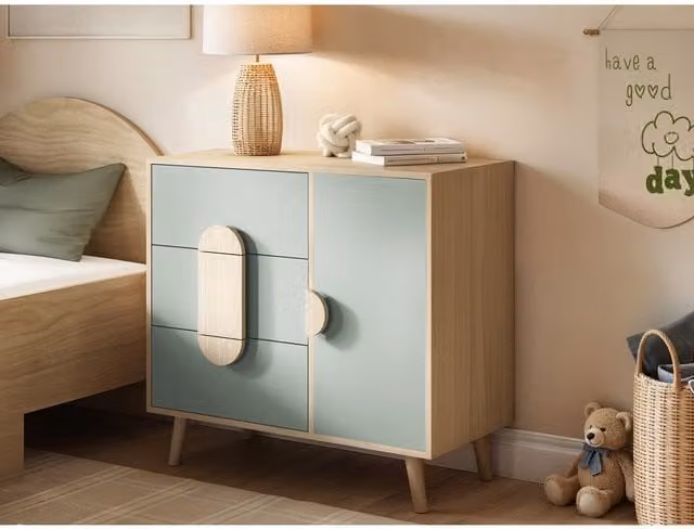 Flair Noah Chest of Drawers in Oak and Green