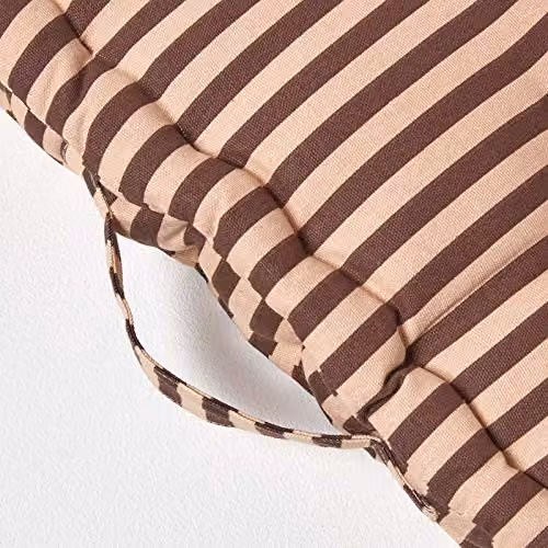 Homescapes Pin Stripe Cotton Floor Cushion in Chocolate and Beige, W/D/H: 50 x 50 x 10 cm – 3