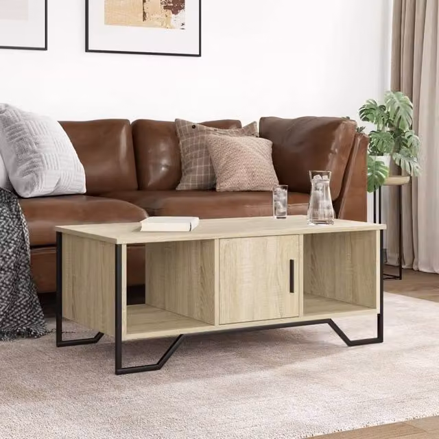 Berkfield Home Sonoma Oak Coffee Table in Beige, W/D/H: 100 x 51 x 40 cm – 1