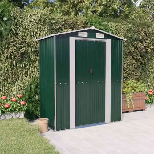 vidaXL Green Galvanised Steel Garden Shed W/D/H: 192 x 108 x 223 cm – 2