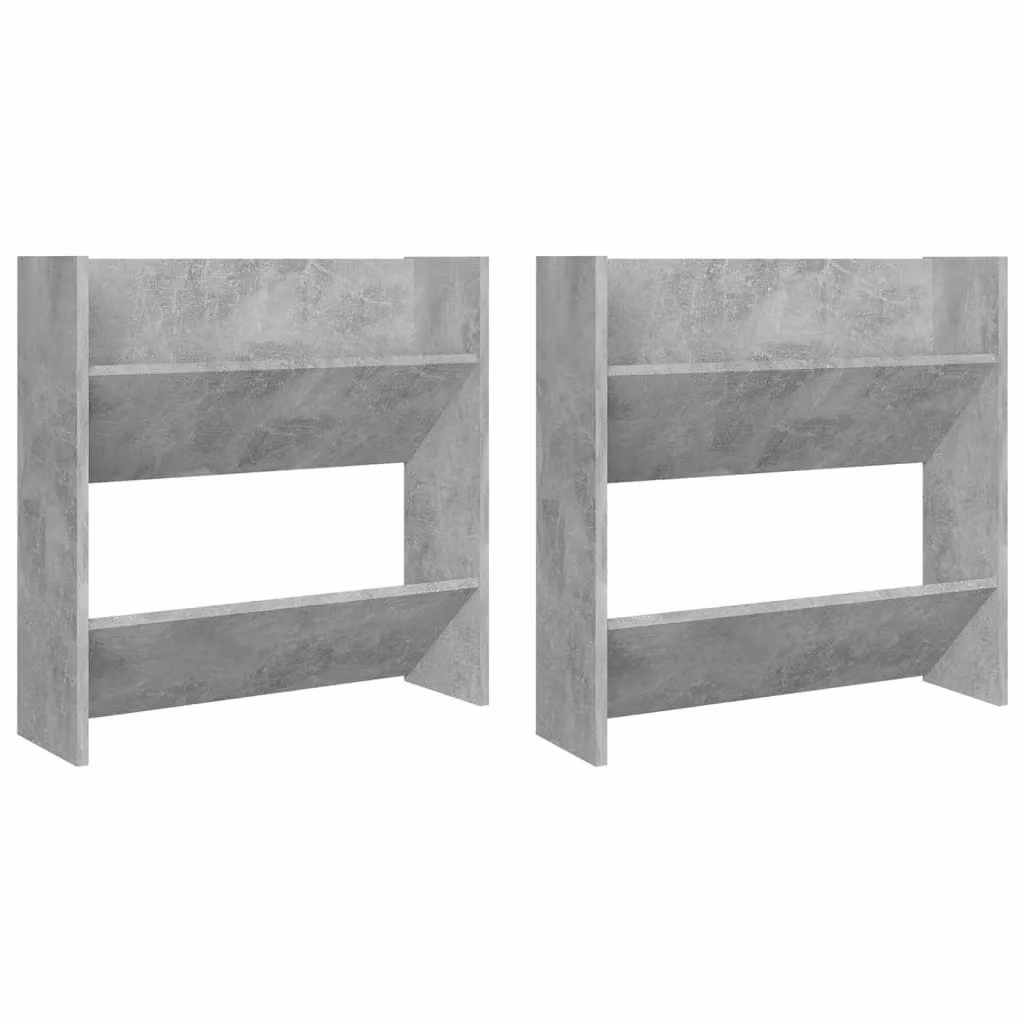 Berkfield Home Set of 2 Wall Mounted Shoe Cabinets in Concrete Grey, W/D/H: 60 x 18 x 60 cm – 2