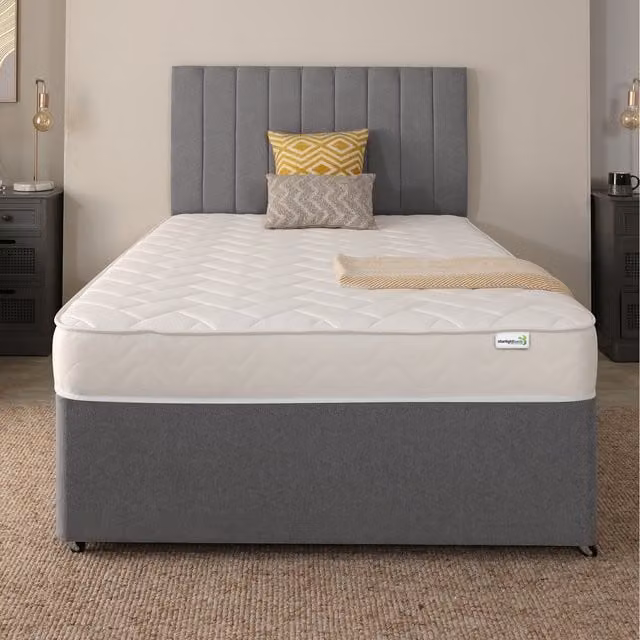 Starlight Beds White Micro Quilted Hybrid Memory Foam and Spring Mattress, W/D: 180 x 200 cm
