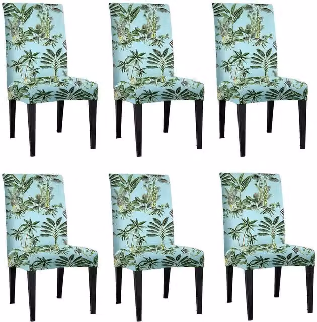 Roseley Floral Pattern 20 Removable Dining Chair Covers, Set of 6, Blue and Turquoise