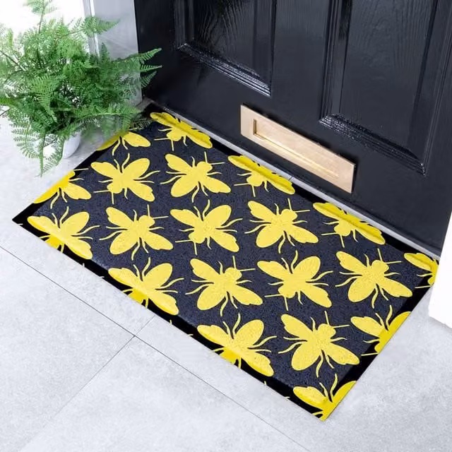 Artsy Mats Yellow Bee Pattern Indoor and Outdoor Doormat, W/D: 70 x 40 cm