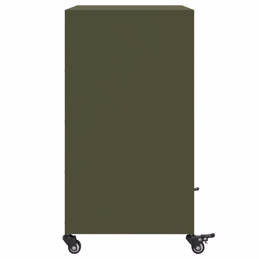 Berkfield Home Industrial Metal Sideboard in Matt Olive Green, W/D/H: 68.5 x 39 x 72 cm – 3