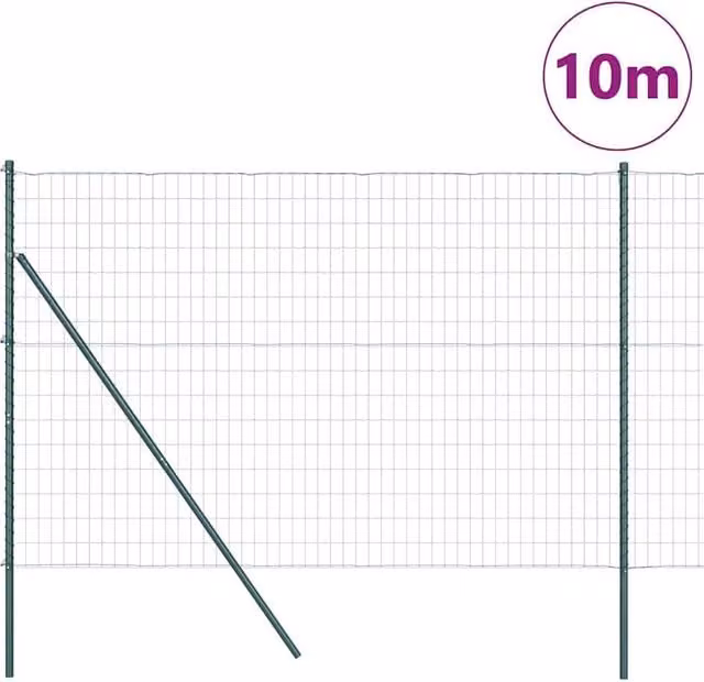 Berkfield Home Green Euro Fence with 7 Posts, Galvanised Steel, 1.6 x 10 m