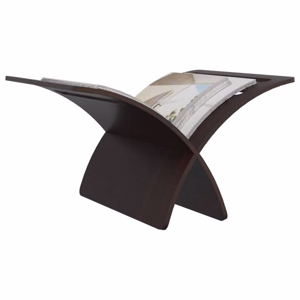 Berkfield Home Brown Wooden Freestanding Magazine Rack – 3