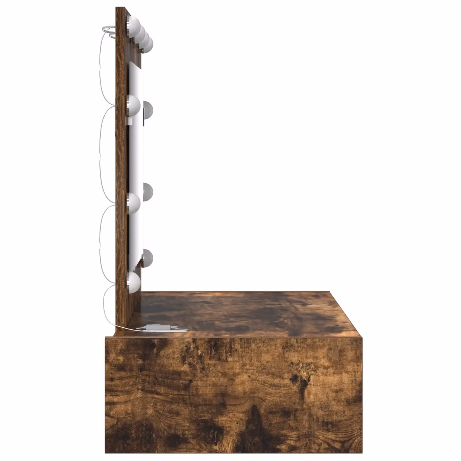 Berkfield Home Hollywood LED Wall Hanging Dressing Table in Smoked Oak Brown – 3