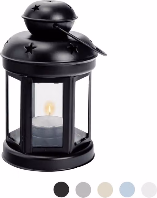 Nicola Spring Metal Hanging Tealight Lantern, Black, Height: 16 cm