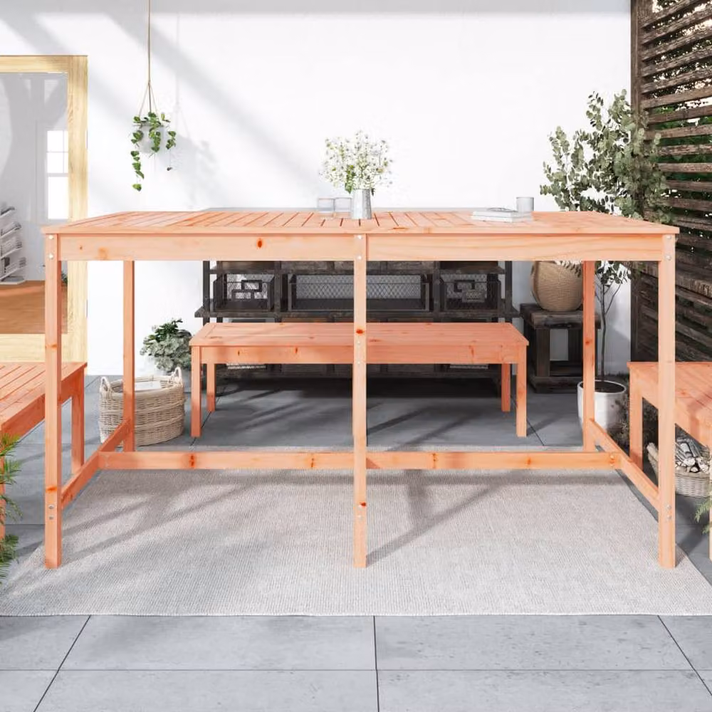 Berkfield Home Rectangular Garden Table in Light Tan Solid Wood W/D/H: 203.5 x 90 x 110 cm – 2