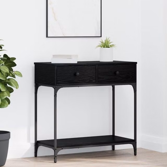 Berkfield Home Black Oak Console Table, W/D/H: 75 x 34.5 x 75 cm – 1