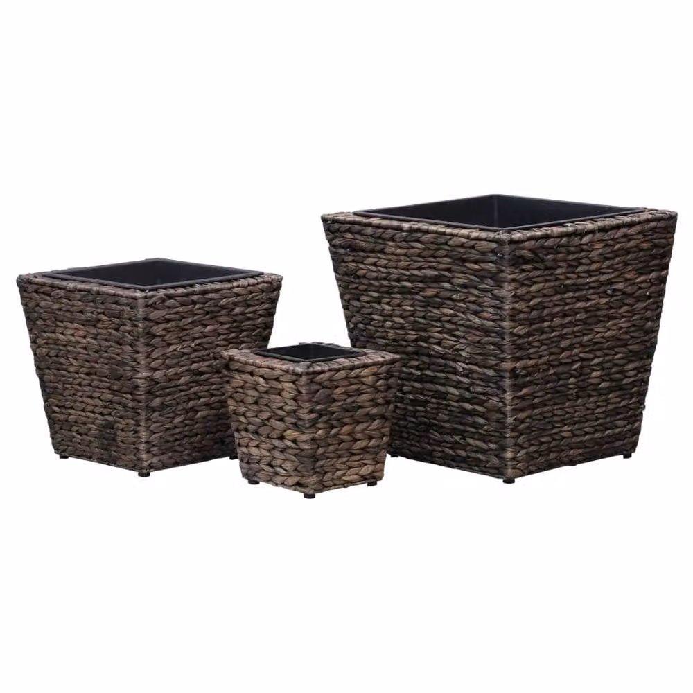 Berkfield Home Garden 3 Piece Set of Brown Water Hyacinth Raised Planter Beds – 2