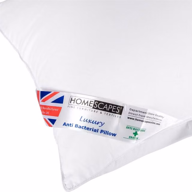 Homescapes Antibacterial Super Microfibre Pillow, White, 48 x 74 cm