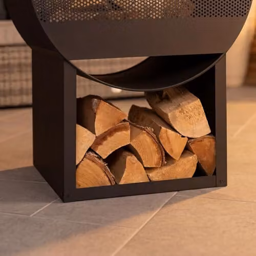 Charles Bentley Black Powder Coated Steel Modern Chiminea for Wood and Charcoal, H 129 x W 55 x D 40 cm – 3