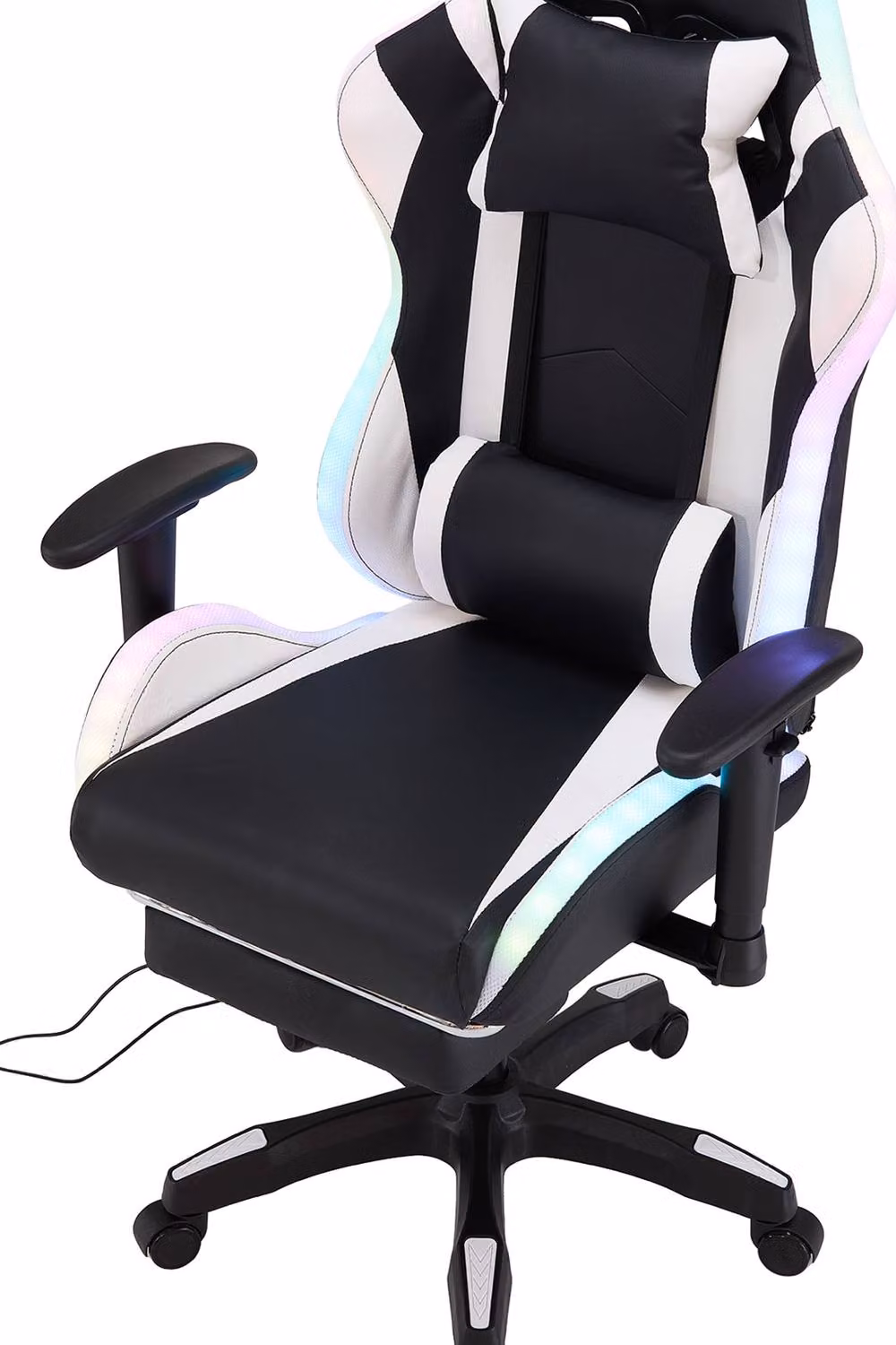 Living and Home RGB LED Gaming Chair in Black and Multicolour with Massage, Footrest and Built-in Audio – 3