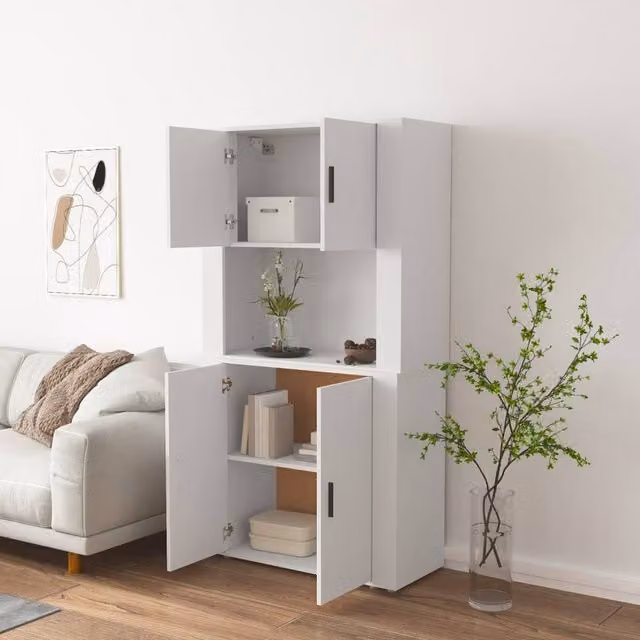 Berkfield Home Modern White Matt Highboard in Engineered Wood W/D/H: 70.0 x 33.0 x 33.0 cm – 1