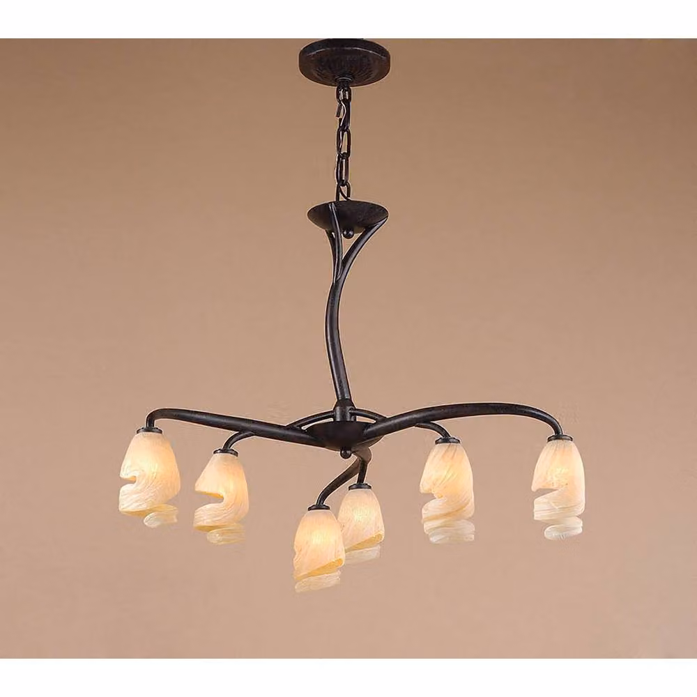 Netlighting Forest 3 Arm 6 Light Pendant Lamp in Brown and Black Oxide with Amber Glass – 2