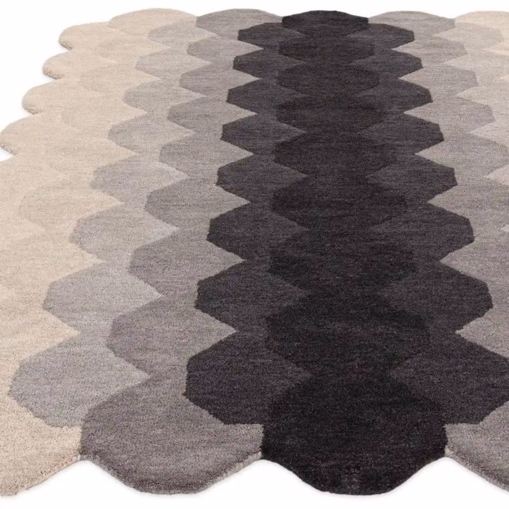 The Rug Shop UK Charcoal Grey Handmade Wool Modern Abstract Area Rug W: 200 cm, D: 290 cm – 4