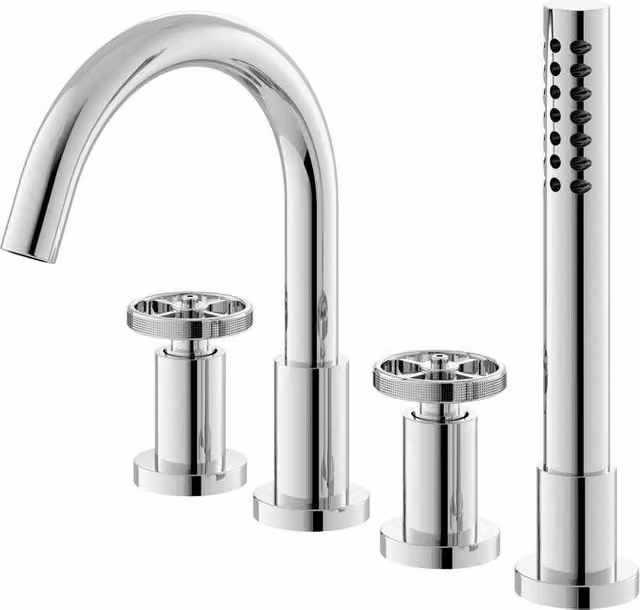 Balterley Tyrley Traditional 4 Tap Hole Deck Mounted Basin Mixer Tap in Silver Chrome