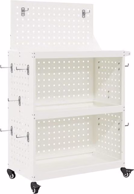 Berkfield White Steel Tool Trolley with Shelf and Wheels – 1