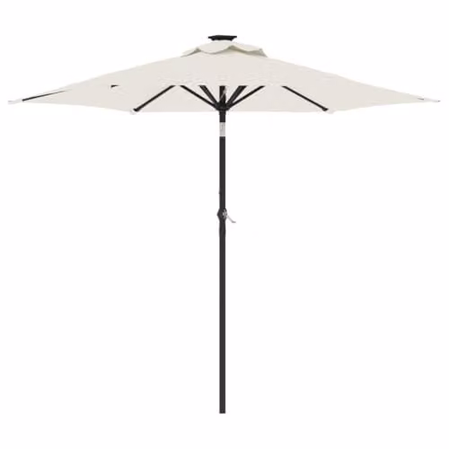 vidaXL Garden Parasol with Steel Pole and Polyester Canopy, White, W/D/H: 225 x 225 x 212 cm