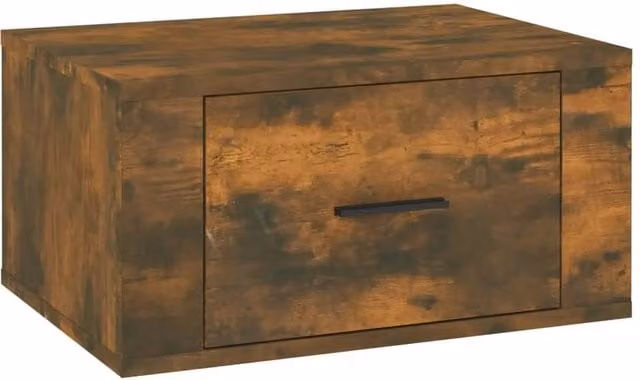 Berkfield Home Wall-mounted Bedside Cabinet in Smoked Oak Brown, W: 50 cm, D: 36 cm, H: 25 cm