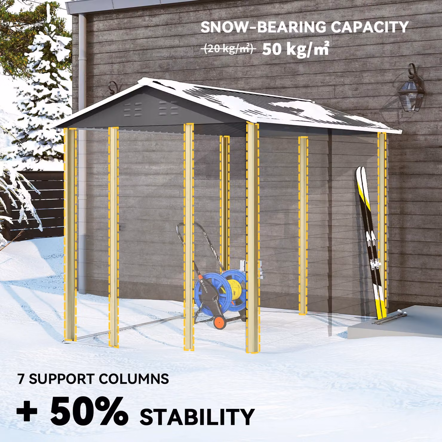 OUTSUNNY Galvanised Metal Garden Shed with Window and Lock in Dark Grey – 3