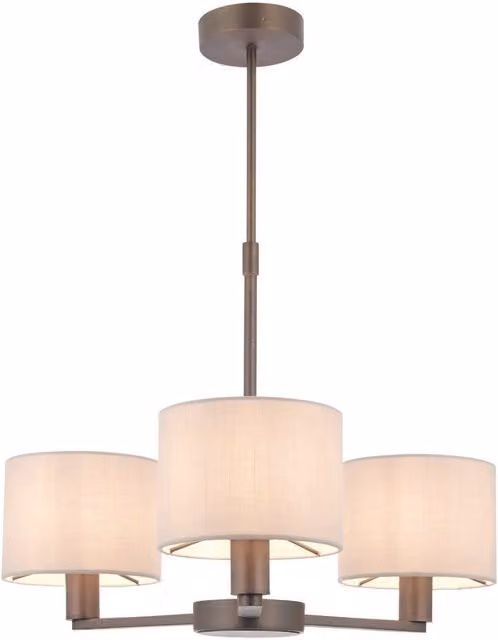 Loops Antique Bronze and Marble Fabric Ceiling Pendant Light, Height Adjustable, W/D/H: 65.5 x 51.0 x 65.5 cm