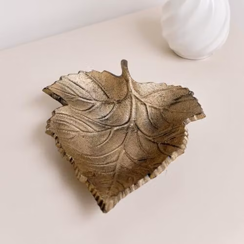 Melody Maison Rustic Gold Leaf Trinket Tray Dish