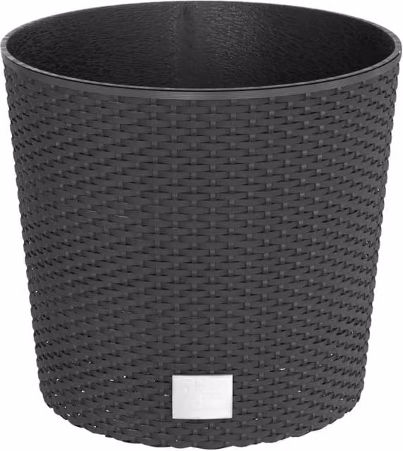Berkfield Home Black Rattan Planter with Removable Anthracite Inner Tub, 15 L