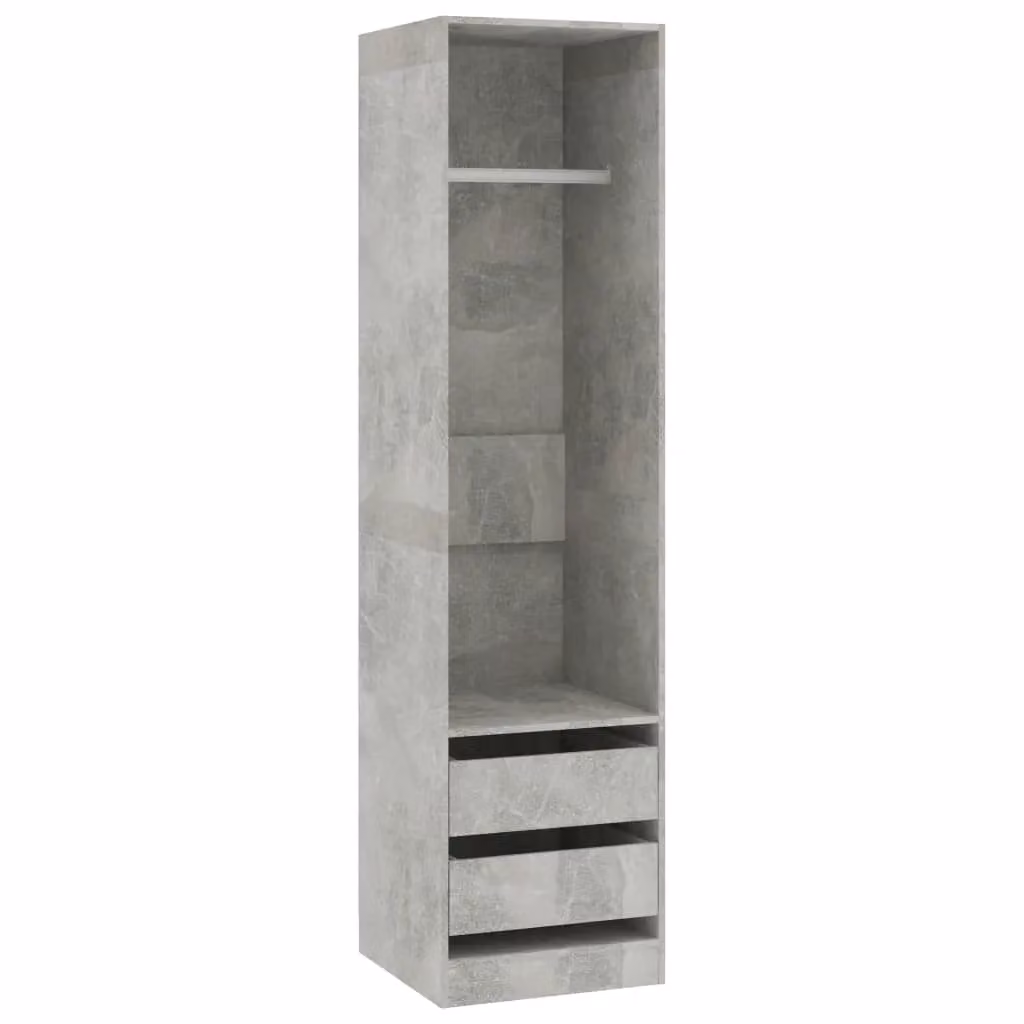 Berkfield Home Modern Wardrobe with Drawers and Open Shelf in Concrete Grey, W/D/H: 50 x 50 x 200 cm – 2