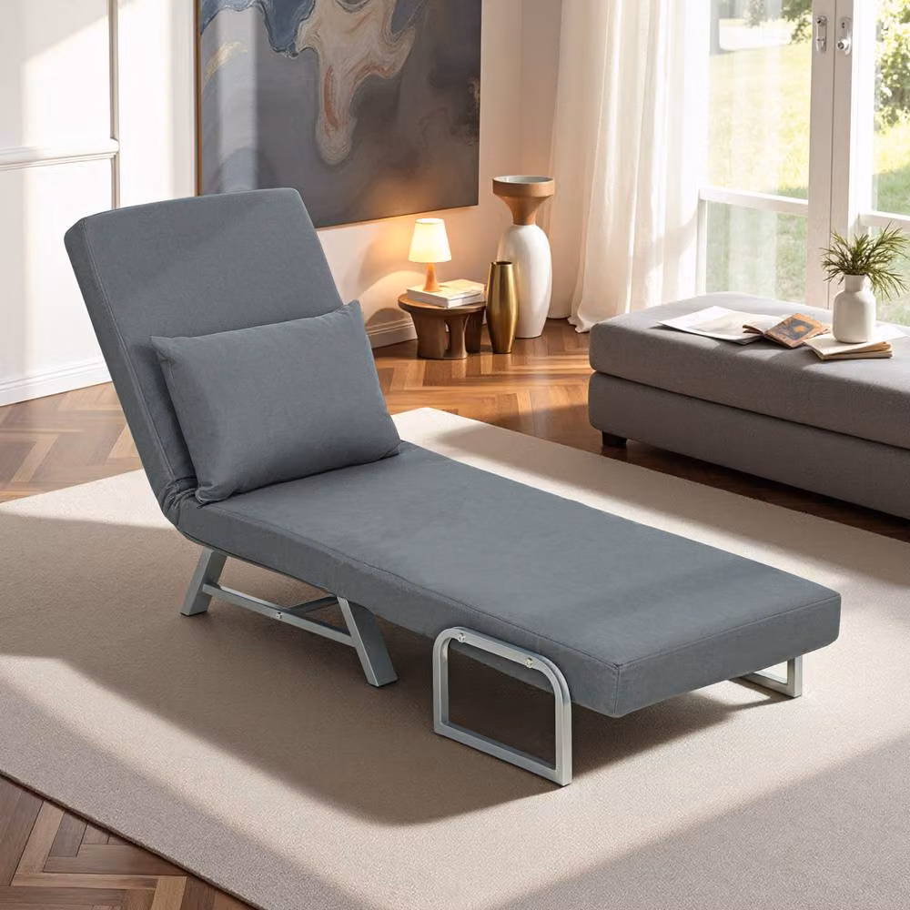 HOMCOM 3-in-1 Convertible Single Sofa Bed and Folding Armchair in Dark Grey – 2