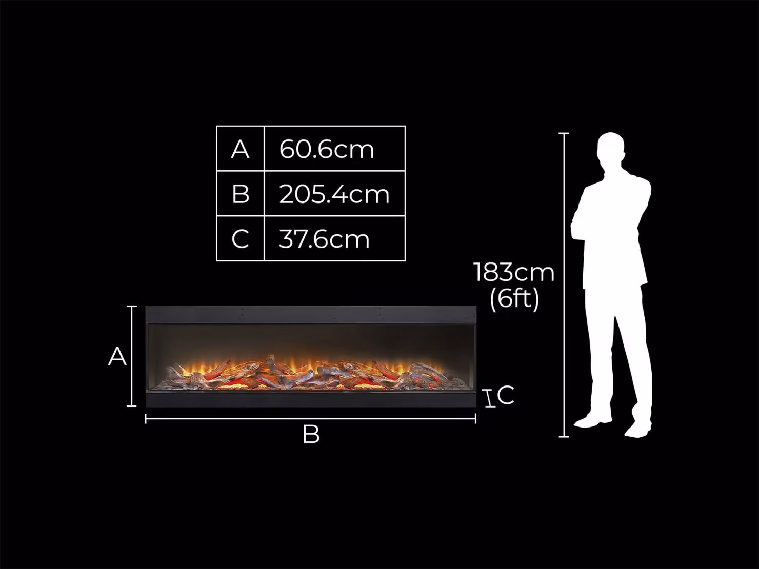 Acantha Ignis 2000 Fully Inset Media Wall Electric Fire in Black – 3