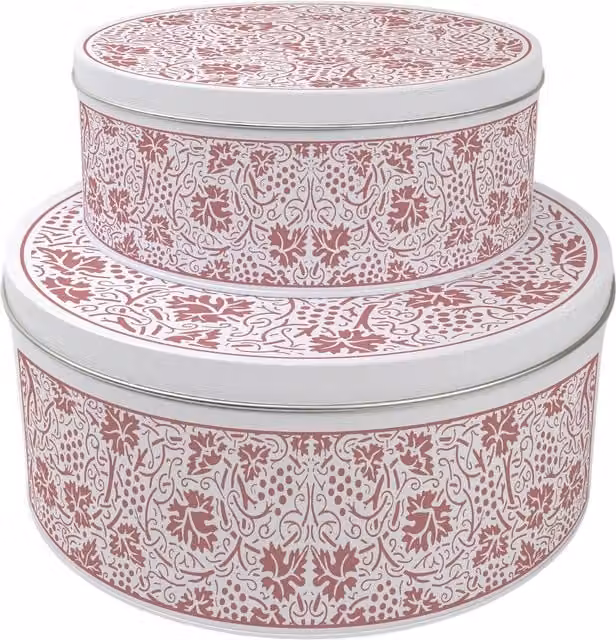 Purely Home Red Oak Leaves and Berries Round Nesting Cake Tin Set in Red and White