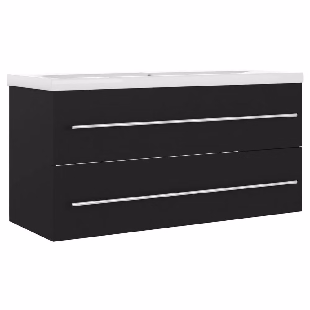 Berkfield Home Black Matt Sink Cabinet with Built-in Basin, W/D/H: 100 x 48 x 38.5 cm – 3