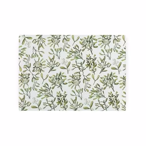 Purely Home Christmas Mistletoe Glass Worktop Saver in Green and White, W: 28.5 cm, D: 20 cm