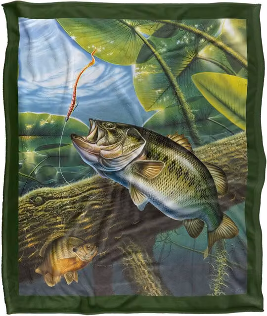 JQ Licensing Fooled Bass Fishing Super Soft Fleece Throw Blanket, White, W/D/H: 152 x 127 cm – 6